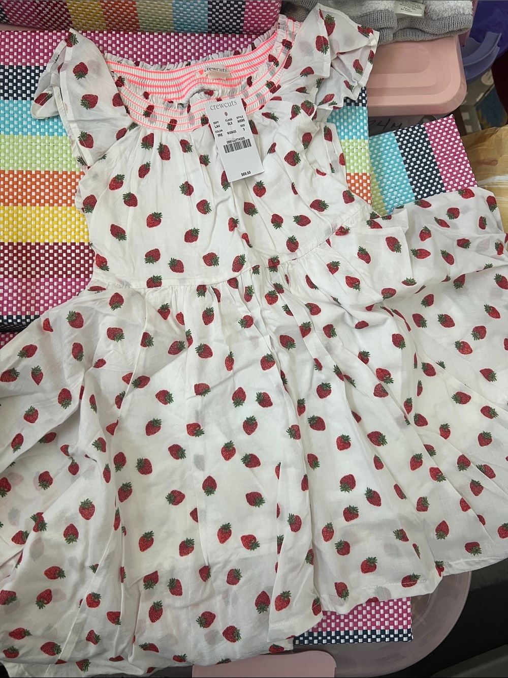 Crewcuts Girls White Strawberry Print Dress NWT